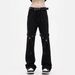 Men's Black High Street Straight Leg Jeans Casual Cargo Pants Lace Up Flared American Style Vibe Design_mkmklike.com