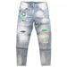 Men's Clothing Spring And Autumn Ripped Jeans Men's Slim Fit Skinny Jeans Trendy Brand Hot Diamond Light Blue Thin Long Trousers_mkmklike.com
