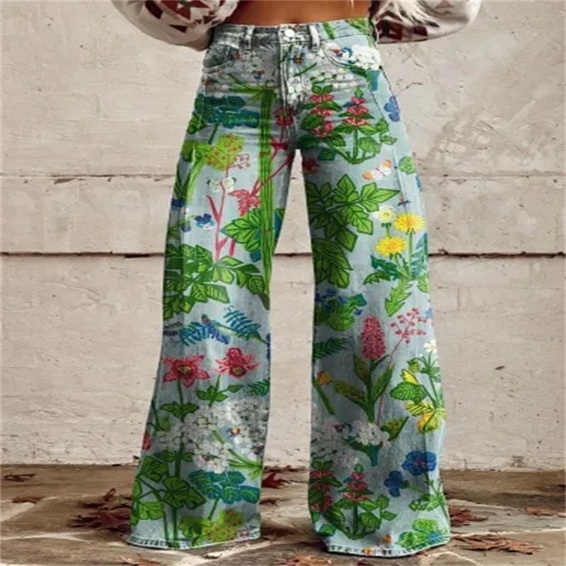 Women's clothing large size women's casual pants thin wide-leg pants trousers_mkmklike.com