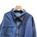 Women's Clothing Early Autumn Retro Blue Denim Shirt Jacket Autumn And Winter Layered Inner Shirt Chic Tops_mkmklike.com