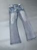 Men's Clothing Paris Style Flared Lost Videotape Ice Blue Washed Damaged Flared Jeans Clean Fit Style_mkmklike.com