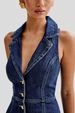 K New Neck Strap Style Slim Fit Long Skirt Denim Dress Women's Wear_mkmklike.com