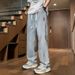 Men's Straight Leg Jeans Loose Fit Wide Leg Casual Pants Thin Style Youth Summer 2024 New Arrival_mkmklike.com