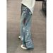 Men's Style Ripped Denim Jeans High Street Summer Vibe Straight Leg Wide Leg Trendy Design High End Feel_mkmklike.com
