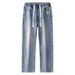Men's Loose Straight Leg Jeans Casual Long Pants Trendy Brand New Style Spring_mkmklike.com