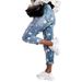 Women's Clothing Printed Pattern Ripped Straight Casual Jeans Women_mkmklike.com