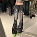 Streetwear Low Rise Flare Jeans For Woman Y2K Aesthetic Print Jean Pants Vintage Washed Denim Trouser Grunge Fairycore_mkmklike.com