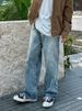 Men's Loose Fit Straight Leg Jeans – High Street Stretch Denim Pants With Vintage Wash (Blue, S-XXXL)_mkmklike.com
