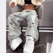 Women's Distressed High-Waisted Straight-Leg Jeans – Grunge-Inspired Patchwork Denim With Raw Hem, Non-Stretch Cotton Blend_mkmklike.com