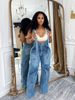 Women's High-Waisted Wide-Leg Overalls – Vintage Denim Jumpsuit (Relaxed Fit, Adjustable Straps, Casual Chic Style)_mkmklike.com