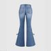 Women's Mid Waist Slim Fit Flared Jeans With Lace-Up Bow Tie Detail - Stretch Denim Trousers For Casual & Chic Style_mkmklike.com