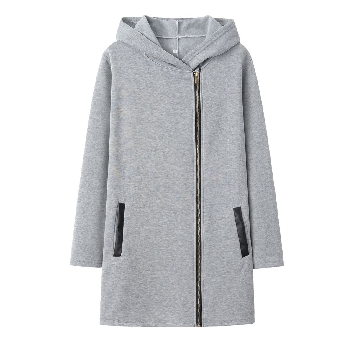 Women's Clothing fashion side zipper plus velvet coat hooded jacket sweatshirt women_mkmklike.com
