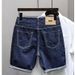 Men's Summer Thin Elastic Denim Shorts Plus Size Light Color Slim Fit Straight Leg Mid Length Casual Riding Pants_mkmklike.com