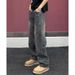 American High Scimitar Jeans Men Spring Autumn Trendy Brand Cool Street Cleanfit Straight Leg Slightly Flared Pants_mkmklike.com