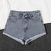 High Waist Rolled Hem Denim Shorts Women Loose Fit Black Gray Wide Leg Summer Shorts_mkmklike.com