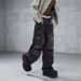 Men's Black Washed Graffiti Jeans - Oversized Straight Leg With Distressed & Hand-Painted Details (S-3xl) - Urban Streetwear Essential_mkmklike.com