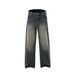 Men's Relaxed Fit Straight Leg Jeans – Semi-Button Waist & Vintage Wash (S-XXXL)_mkmklike.com