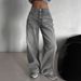 Men's Clothing Loose Wide Leg Floor Length Pants Vintage Washed Gray High-Waisted Wide-Leg Jeans For Women – Street Style Loose Fit Long Pants_mkmklike.com