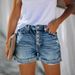 Women's Clothing Popular High Waist Rolled Denim Shorts_mkmklike.com