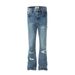 American Style Distressed Jeans For Men Loose Street Fashion Cool Long Washed White Ripped Casual Straight Pants_mkmklike.com