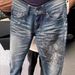 American High Street Retro Blue Printed Flared Jeans For Men, Slimming And Leg-lengthening, Trendy Brand Ins Pants_mkmklike.com