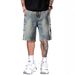 Men's Clothing Retro Blue Button Design Men's Loose Straight Leg Five Point Pants Versatile Trendy Shorts_mkmklike.com