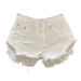 European Style White Denim Shorts For Women, 2026 New Summer Style, Hot Girl Ripped Jeans, Casual And Fashionable Wide Leg A Line Hot Pants_mkmklike.com