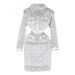 Women's Clothing high end lady light luxury temperament long sleeved lapel waist slim lace hip dress for women_mkmklike.com