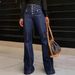 Women's Button down Elastic Flared Jeans European American Style Casual Cotton Denim Jeans for Spring/Autumn Summer_mkmklike.com