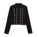 Women's Retro Double Breasted Denim Jacket Stand Collar Metal Button Autumn Clothing Hot Selling_mkmklike.com