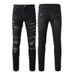 Men's Slim Fit Jeans With Distressed Patchwork & Paisley Design - Streetwear Fashion For Urban Style_mkmklike.com