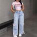 Women's Clothing Bow Jeans Straight Pants Loose Trousers_mkmklike.com