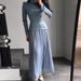 Women's Clothing solid color slim fashion two piece long sleeved dress for women_mkmklike.com