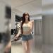 Women's Low Rise Denim Shorts American Style Hot Girl Fashionable Simple Rolled up Casual Tight Hot Pants Versatile Comfortable_mkmklike.com