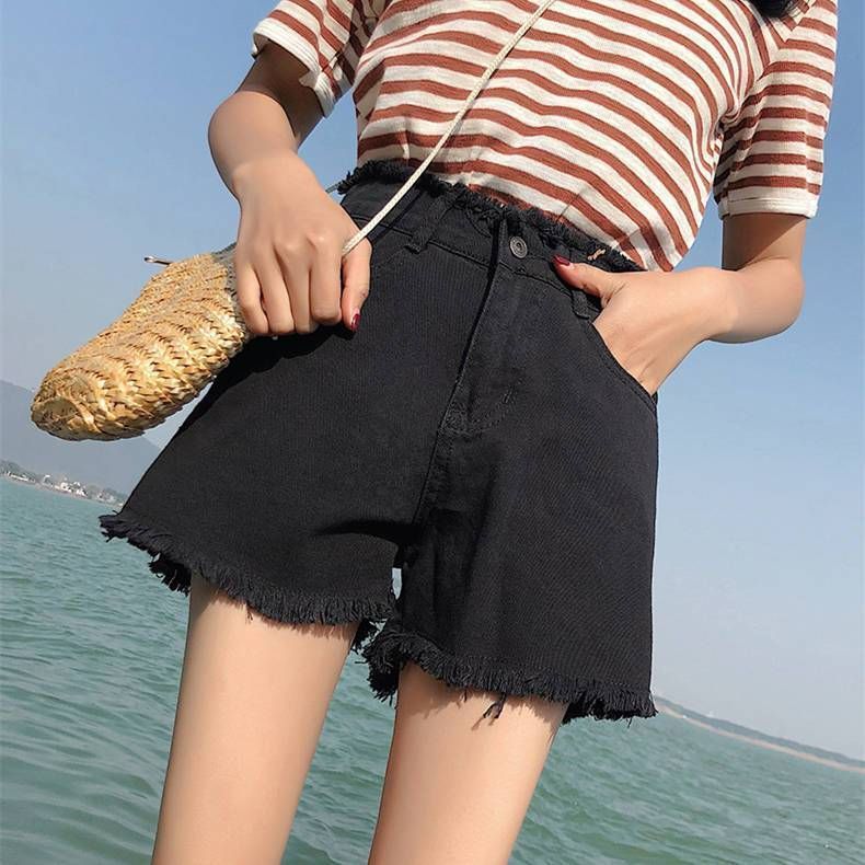 Women's Clothing Retro High Waist Capri Pants For Women Summer Style Loose Fit Slimming Wide Leg Jeans Graffiti Print Denim_mkmklike.com