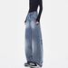 American Retro Deconstructed Original Color Curved Hem Jeans Women, Loose Silhouette, Wide-leg, Floor-length Pants For_mkmklike.com