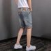 2025 New Five-point Denim Shorts Men's Summer Embroidery Slim-fit Loose Straight Middle Pants Casual Five-point Pants Men's_mkmklike.com