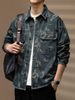 High-end Retro Print Denim For Men, Autumn New Workwear Jacket, Loose Casual Trendy Brand Shirt Jacket_mkmklike.com