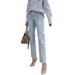 Women's Stretch Denim Straight Leg Pants Spring European American Style_mkmklike.com