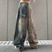 Vintage-Inspired Oversized Washed Distressed Leopard Print Ripped Jeans For Men & Women - Relaxed Fit Wide Leg Streetwear Pants (S-3XL)_mkmklike.com