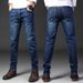 Men's Stretch Denim Jeans - Straight Leg Comfort Fit For Work & Casual Wear - Classic Blue & Black (Multiple Styles & Sizes Available)_mkmklike.com