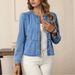 Women's Solid Color Denim Shirt Autumn 2026 European American Style Casual Versatile Pullover round Neck Puff Sleeve Top_mkmklike.com