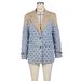 Women's Clothing women's fashion checkerboard jacquard contrast color stitching lady suit jacket_mkmklike.com