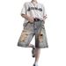 Men's Clothing Denim Shorts Men's Washed Trendy Casual Retro 5 Point Youth Handsome Pants_mkmklike.com