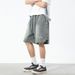 Men's Summer Trendy Denim Shorts American Style With Triangle Slits Color Blocking Embroidery Loose Casual Five-Point Pants_mkmklike.com