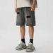 Men's Summer Casual High-Waist Ripped Denim Shorts Trendy Loose Fit 5/8 Length Retro Washed Pants_mkmklike.com