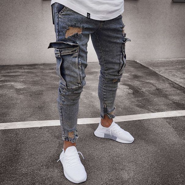 Casual fashion all match men's skinny jeans men's small foot trousers_mkmklike.com
