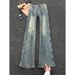 Men's Trendy Pleated Cargo Jeans Loose Straight Leg Shark Gill Style High Street American Retro Flared Trousers_mkmklike.com