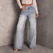 Women's Mid-Rise Wide Leg Jeans Retro Style Stamped Detailing Exclusive Cross Border Collection_mkmklike.com