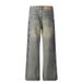 American High Street Side Pleated Flared Jeans Unisex Straight Wide Leg Cleanfit Casual Long Pants Trendy_mkmklike.com